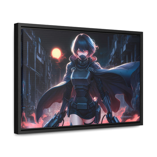 "Nightblade: The Cyberpunk Vigilante" - Gallery Canvas Wraps, Horizontal Frame