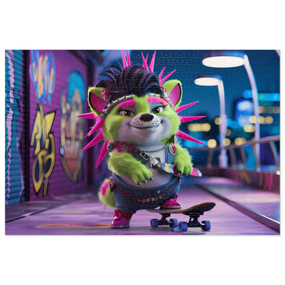 Neon Punk Skater in the City - Jigsaw Puzzle (30, 110, 252, 500,1000-Piece)