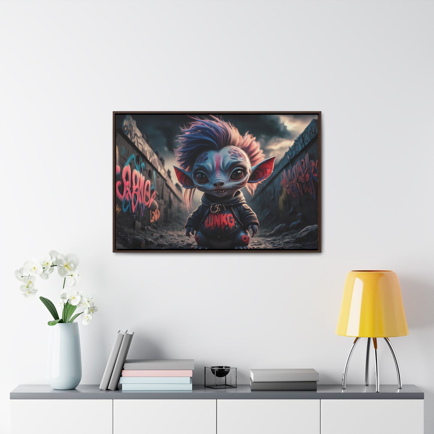 Rebel Gremlin in the Neon Alley - Gallery Canvas Wraps, Horizontal Frame