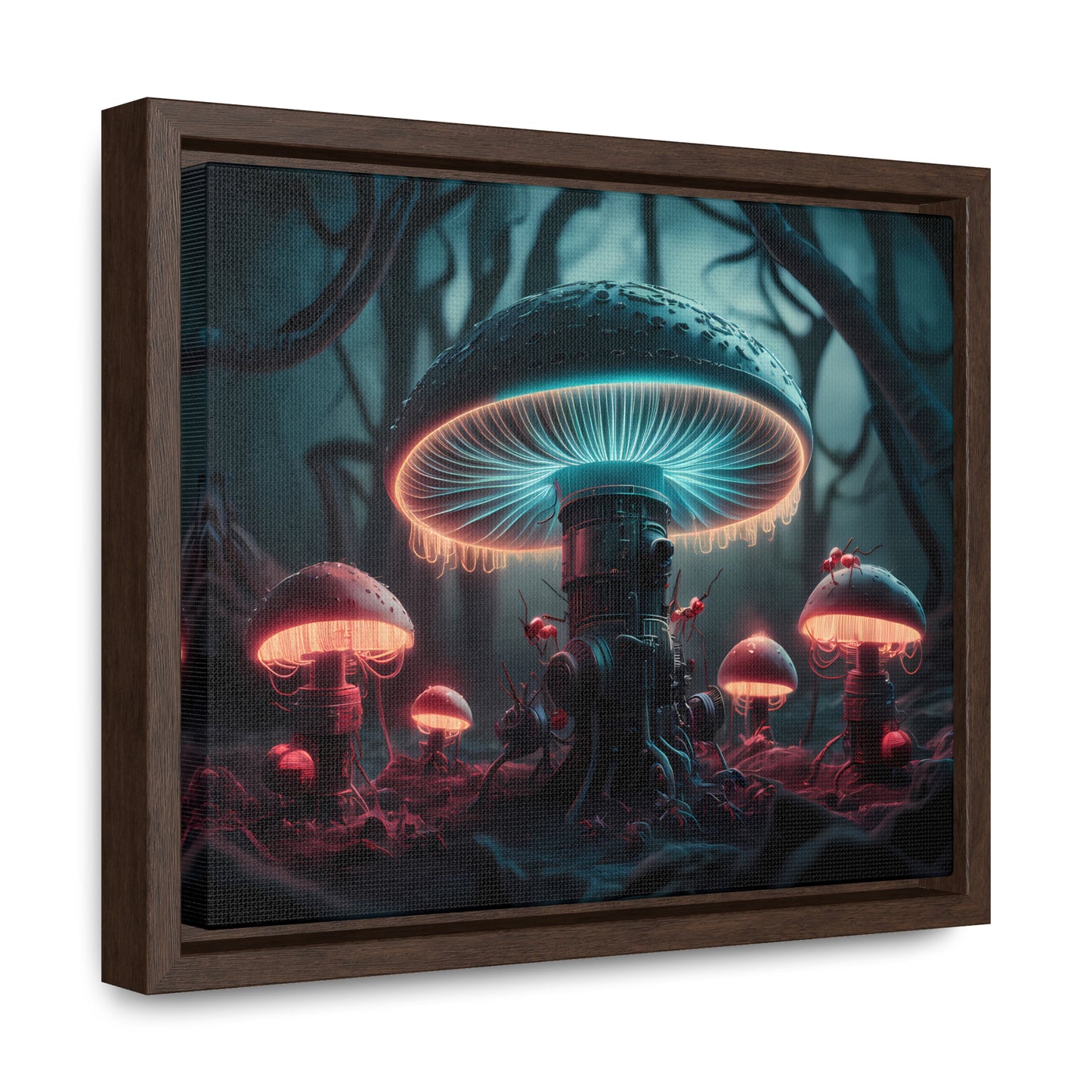 The Bioluminescent Mechanisms of the Neon Forest - Gallery Canvas Wraps, Horizontal Frame