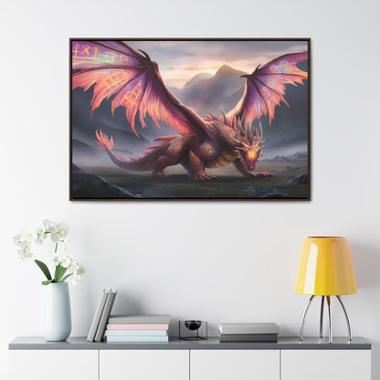 "The Arcane Guardian of the Crimson Peaks" - Gallery Canvas Wraps, Horizontal Frame