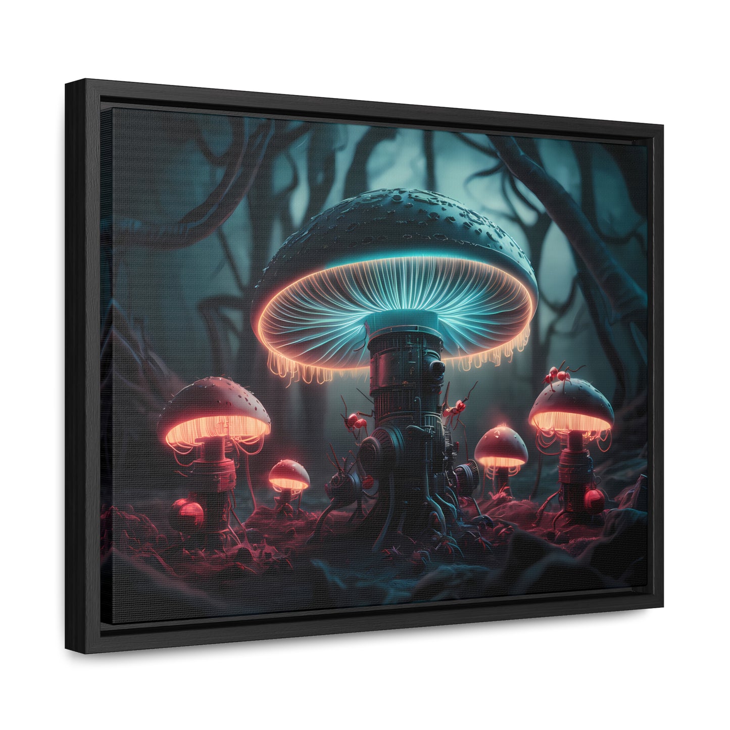 The Bioluminescent Mechanisms of the Neon Forest - Gallery Canvas Wraps, Horizontal Frame