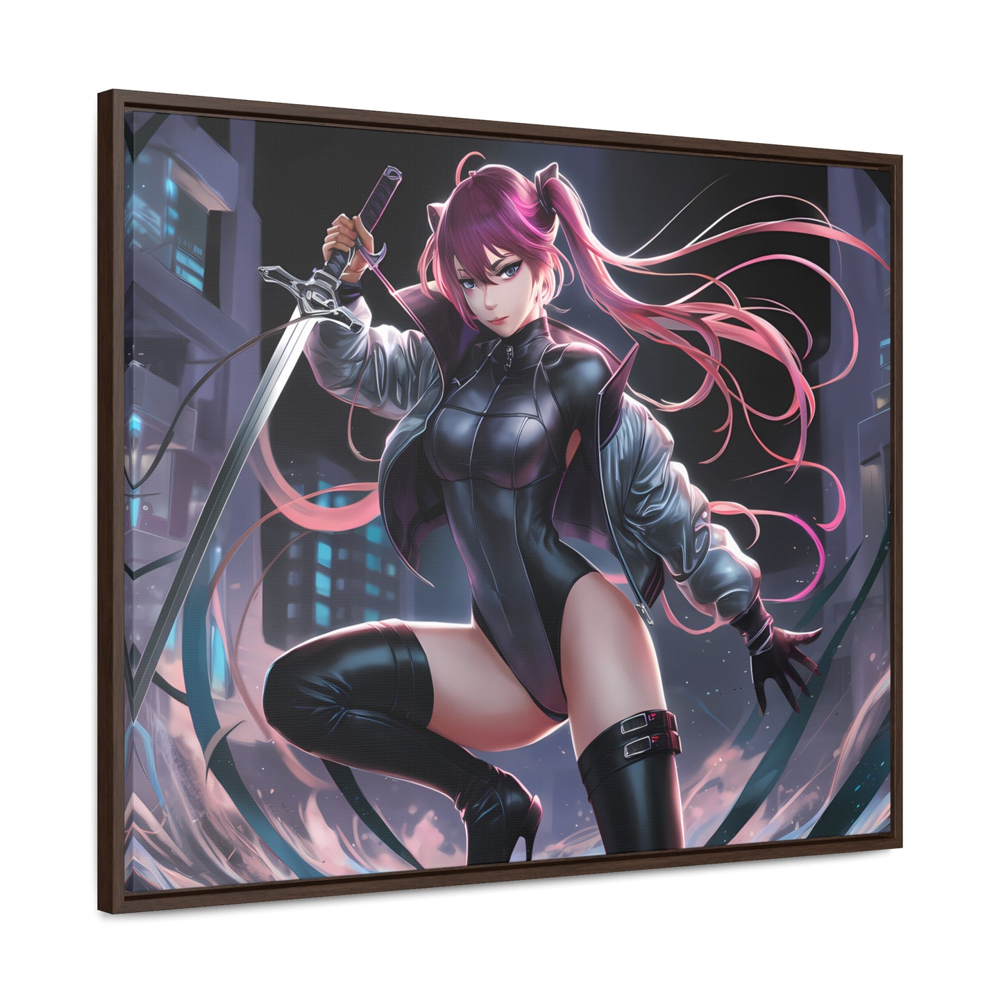 Blade of the Neon Night - Gallery Canvas Wraps, Horizontal Frame