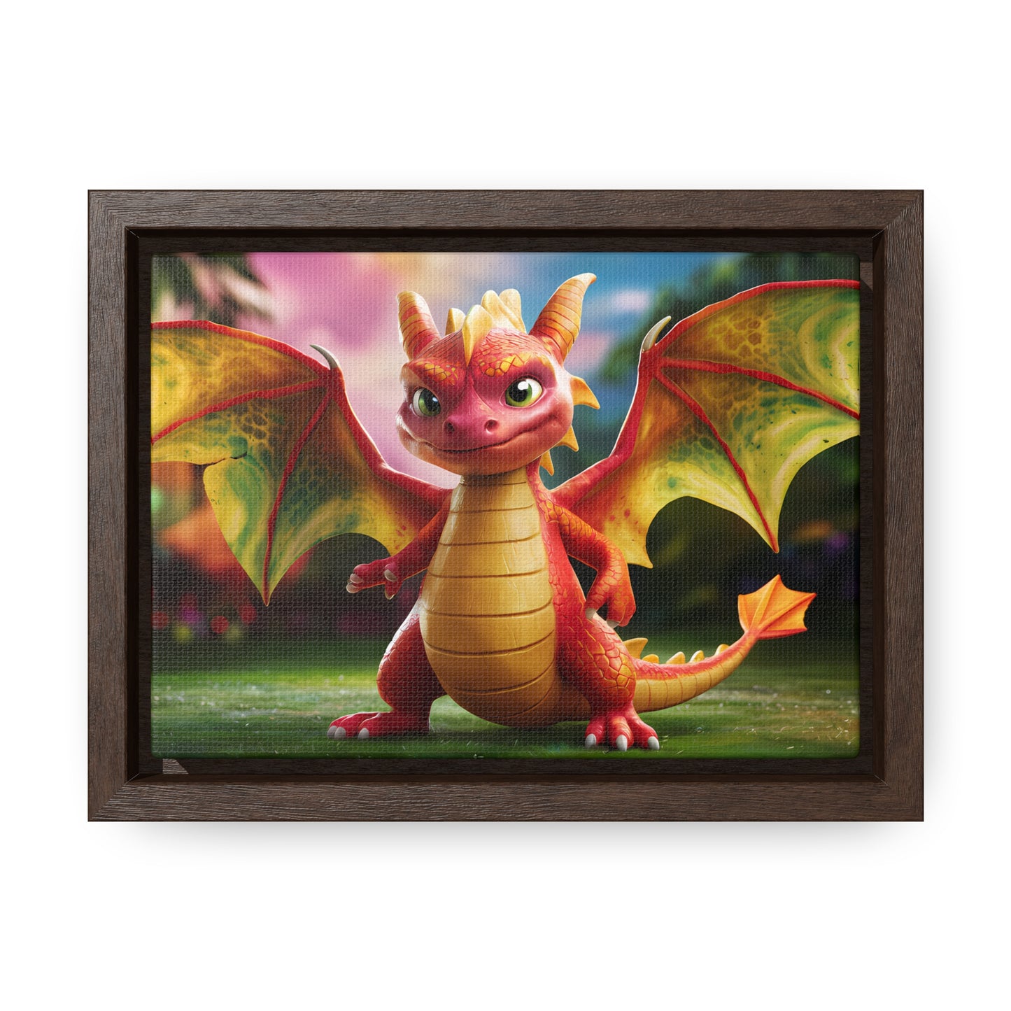 "Playful Baby Dragon in a Magical Forest" - Gallery Canvas Wraps, Horizontal Frame