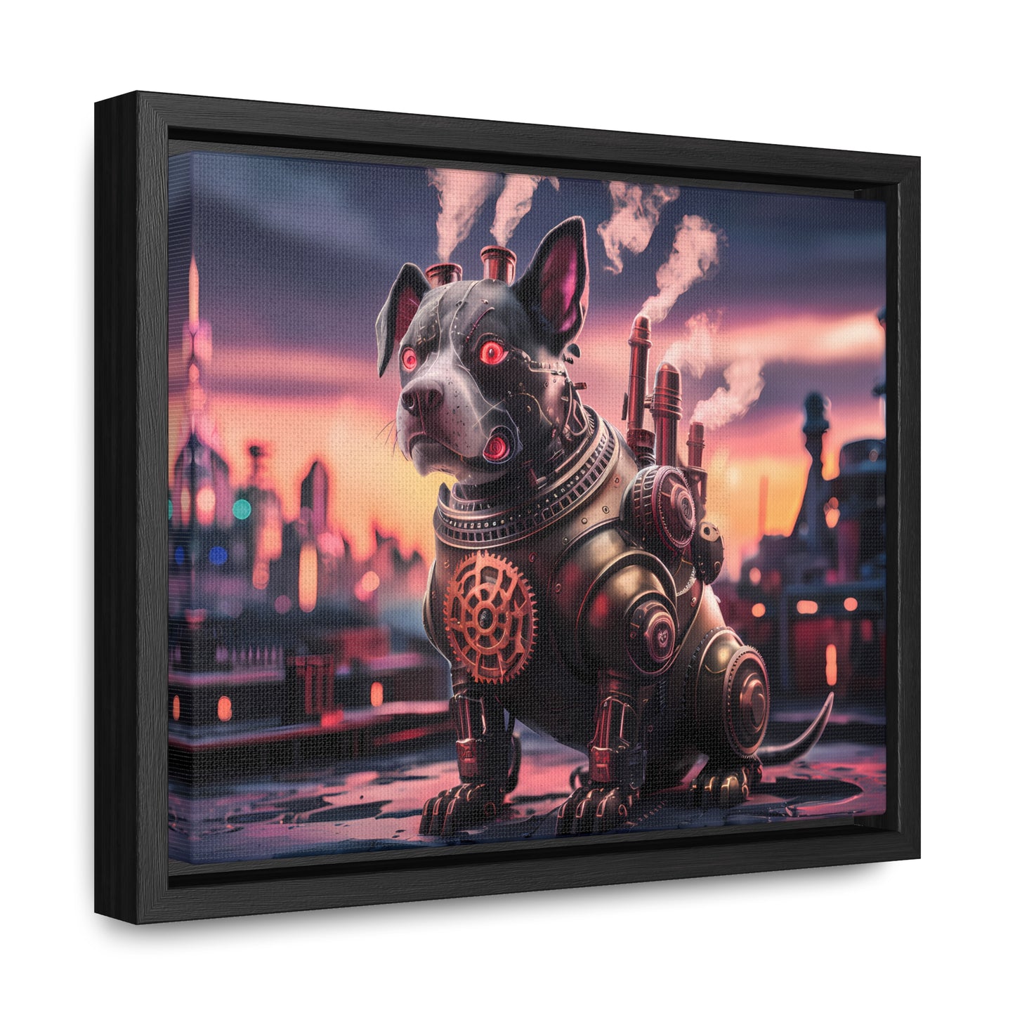 Cyber Canine: Steampunk Sentinel - Gallery Canvas Wraps, Horizontal Frame