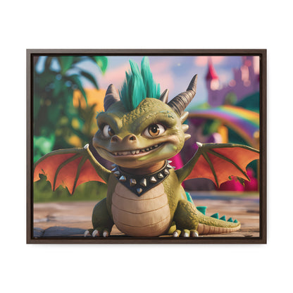 "Spike the Mischievous Baby Dragon" - Gallery Canvas Wraps, Horizontal Frame