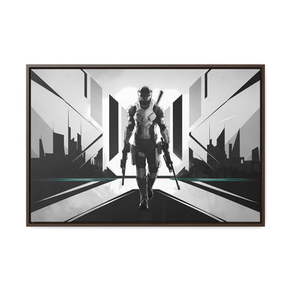 Sentinel of the Neon Metropolis - Gallery Canvas Wraps, Horizontal Frame