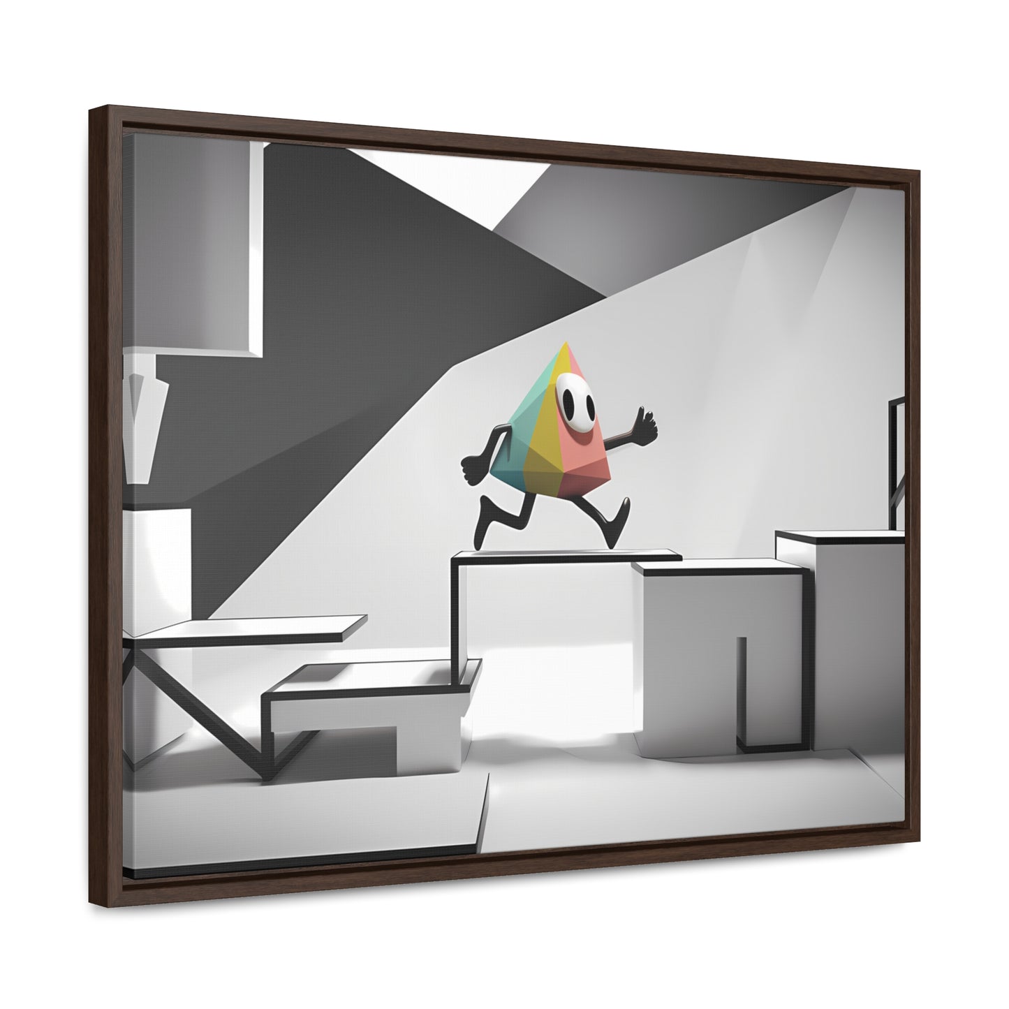 Geometric Adventure in Monochrome World - Gallery Canvas Wraps, Horizontal Frame