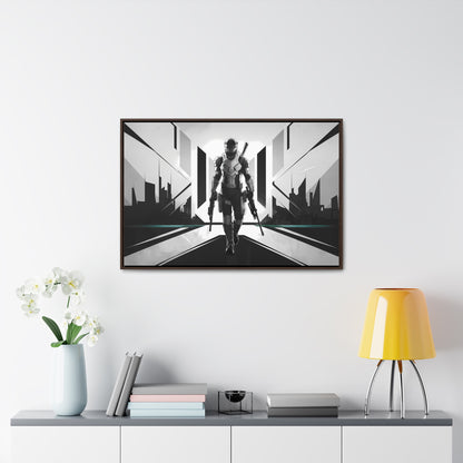 Sentinel of the Neon Metropolis - Gallery Canvas Wraps, Horizontal Frame