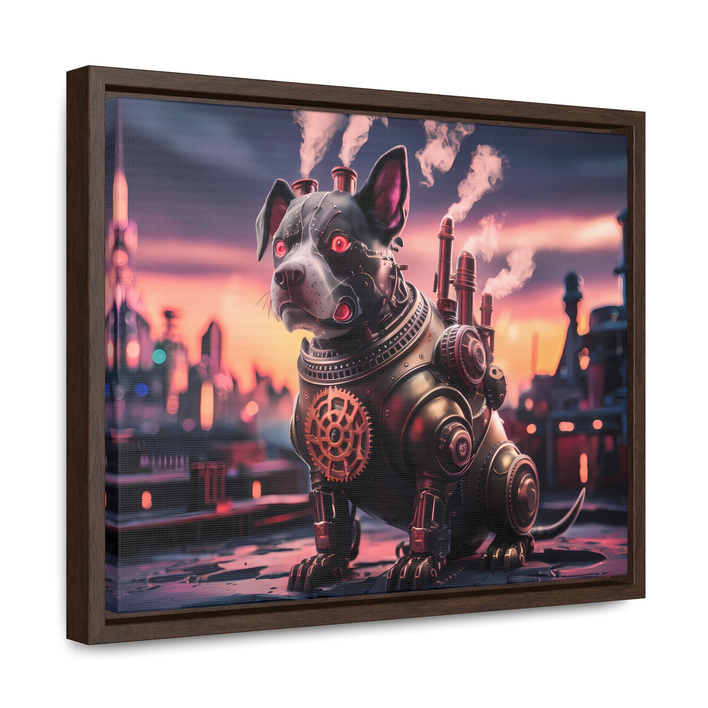 Cyber Canine: Steampunk Sentinel - Gallery Canvas Wraps, Horizontal Frame