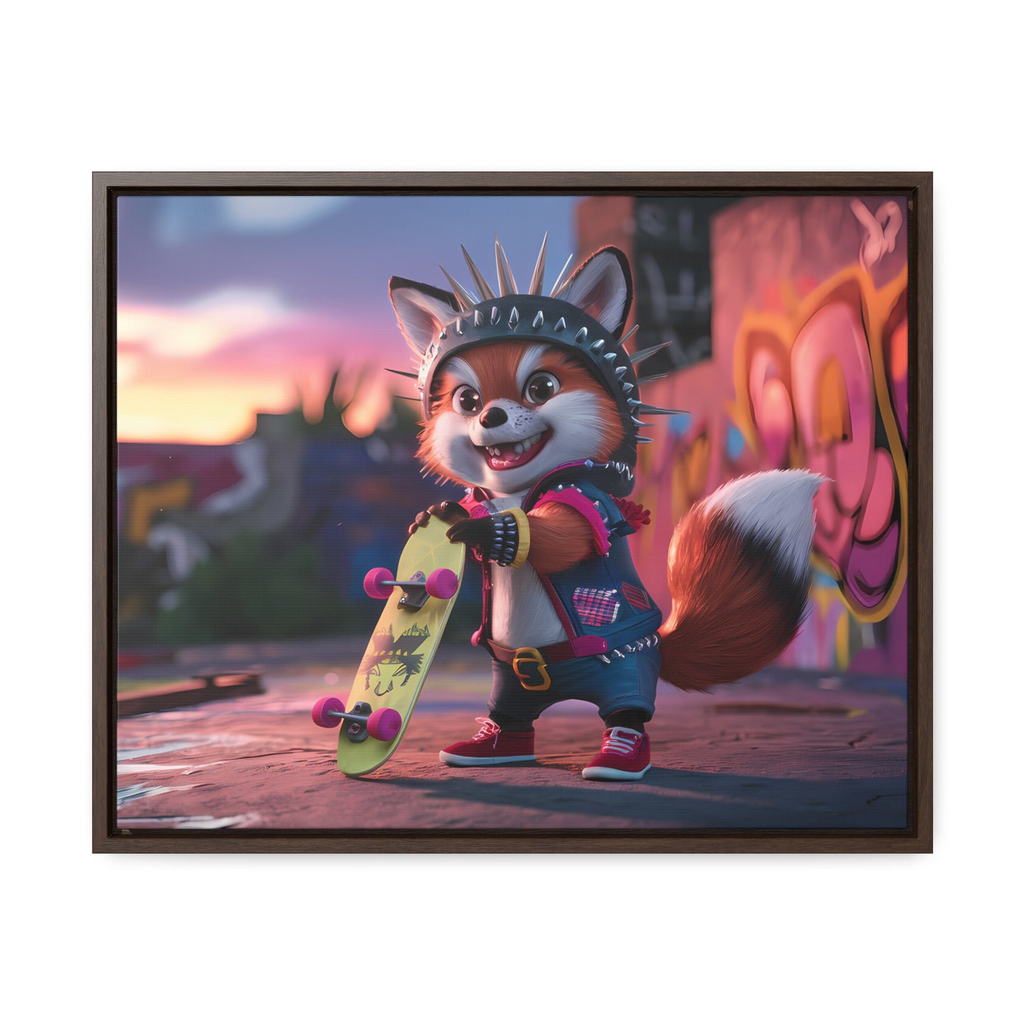 "Punk Skater Fox at Sunset" - Gallery Canvas Wraps, Horizontal Frame