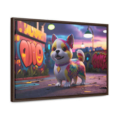 "Graffiti Pup in Neon Alley" - Gallery Canvas Wraps, Horizontal Frame