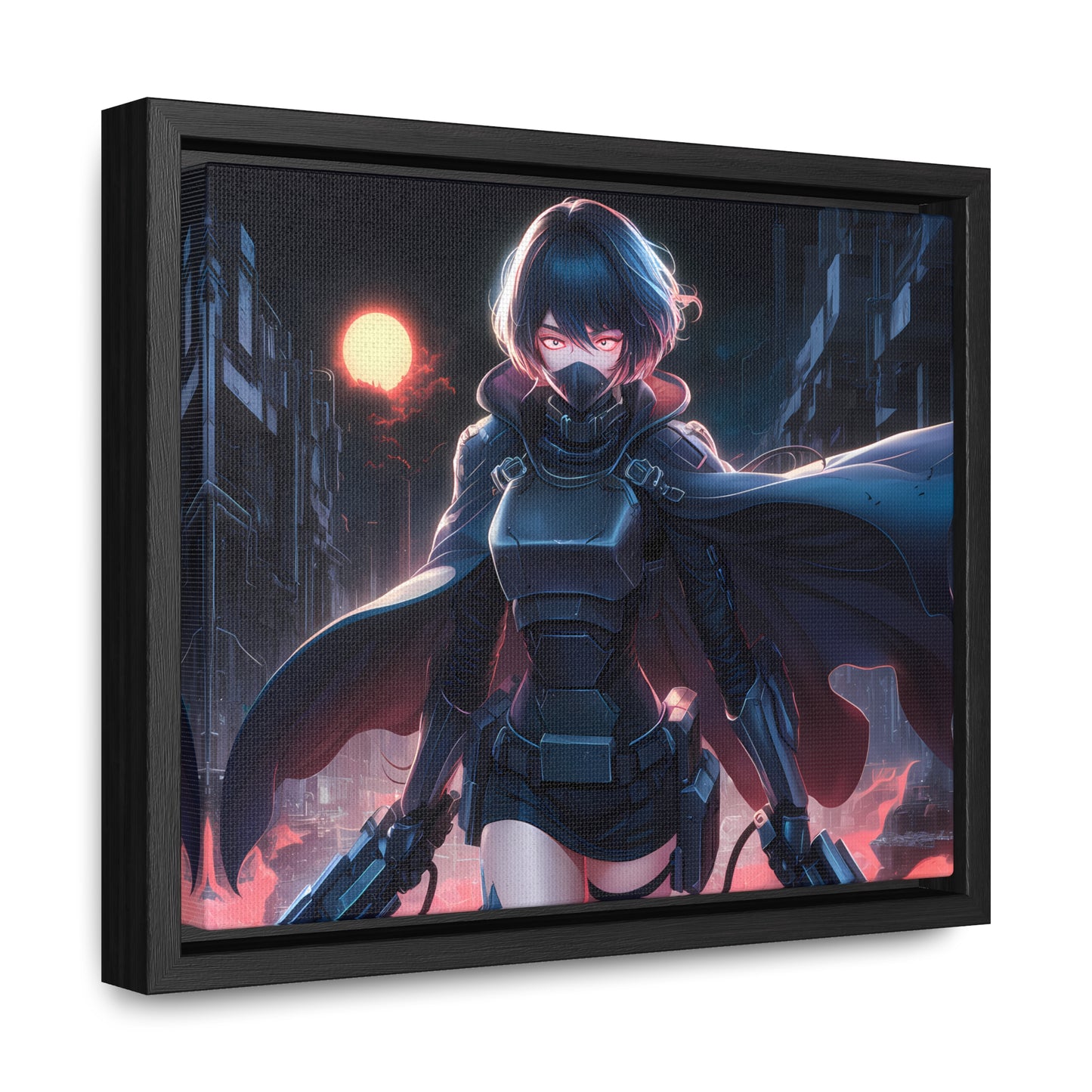 "Nightblade: The Cyberpunk Vigilante" - Gallery Canvas Wraps, Horizontal Frame