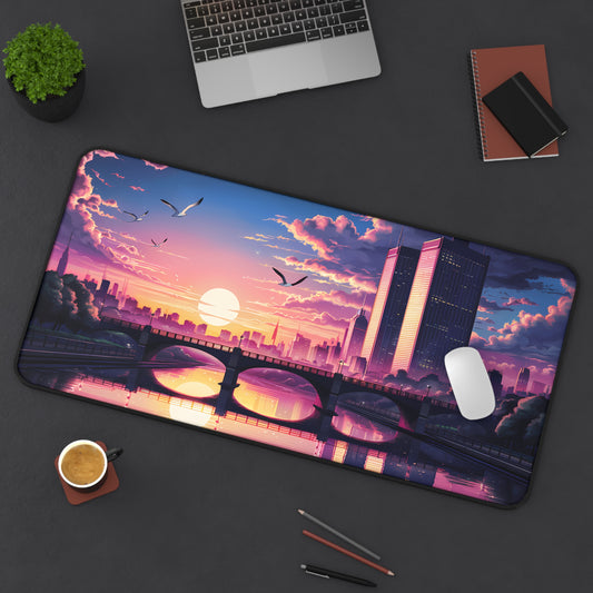 "Twilight Reflections Over the City" - Desk Mat