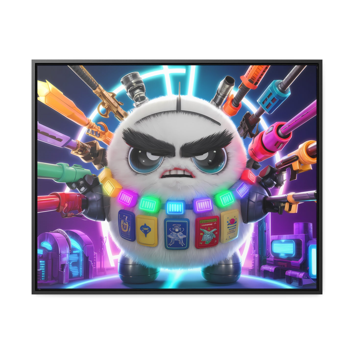 Battle-Ready Fluffbot: The Ultimate Arsenal - Gallery Canvas Wraps, Horizontal Frame