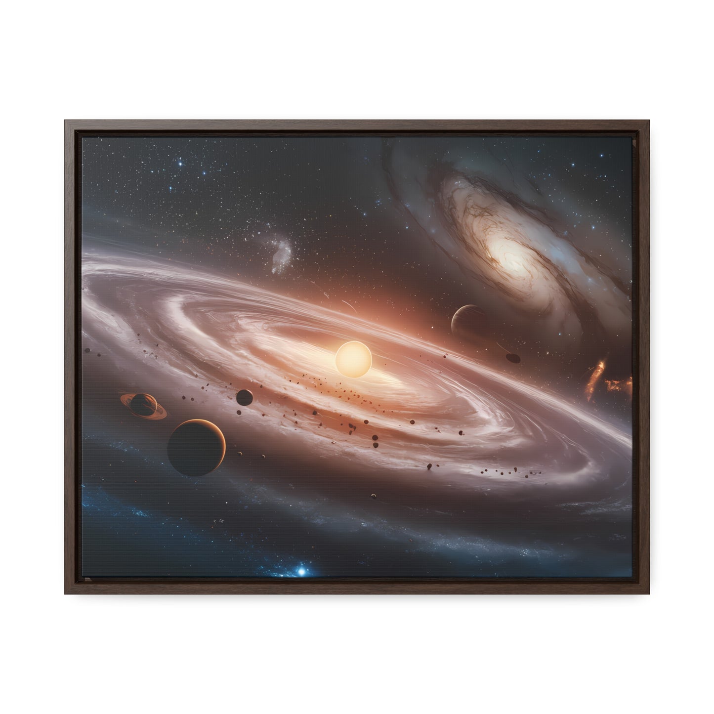 Celestial Symphony: The Dance of Galaxies and Planets - Gallery Canvas Wraps, Horizontal Frame