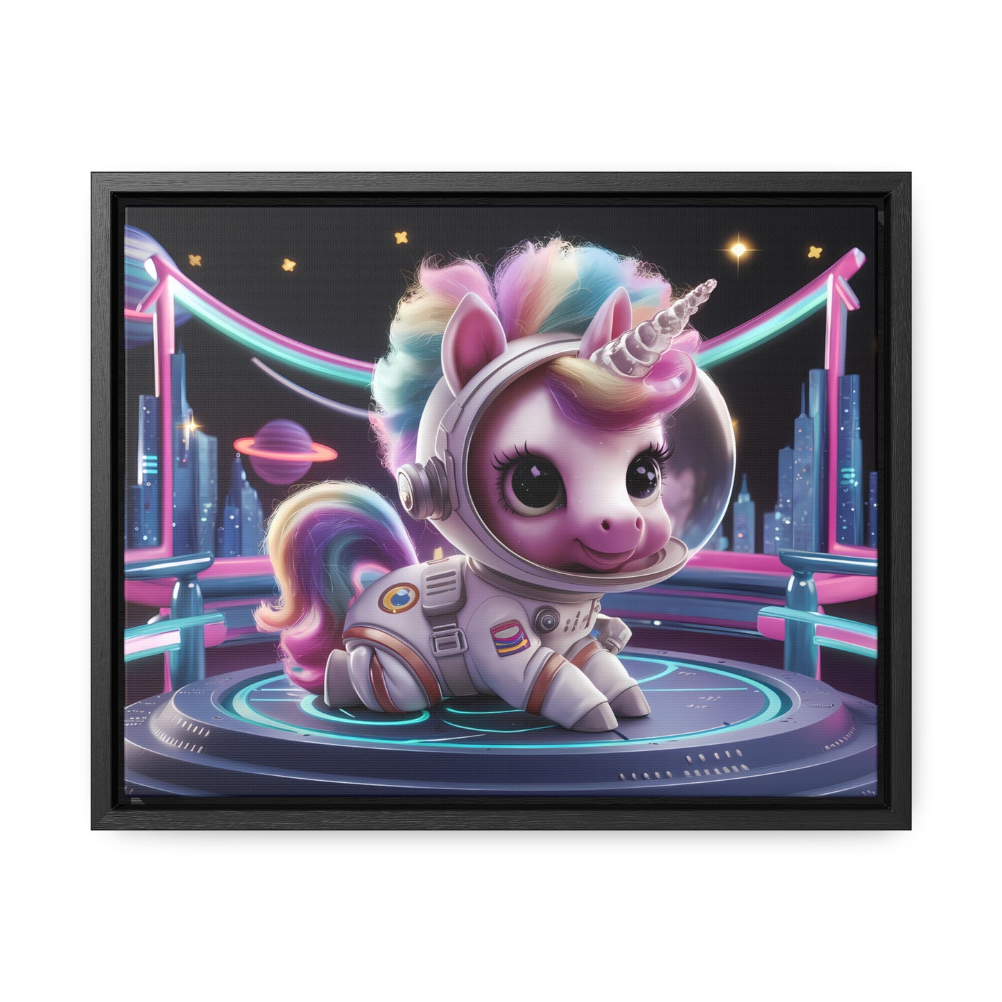 "Galactic Unicorn Explorer" - Gallery Canvas Wraps, Horizontal Frame