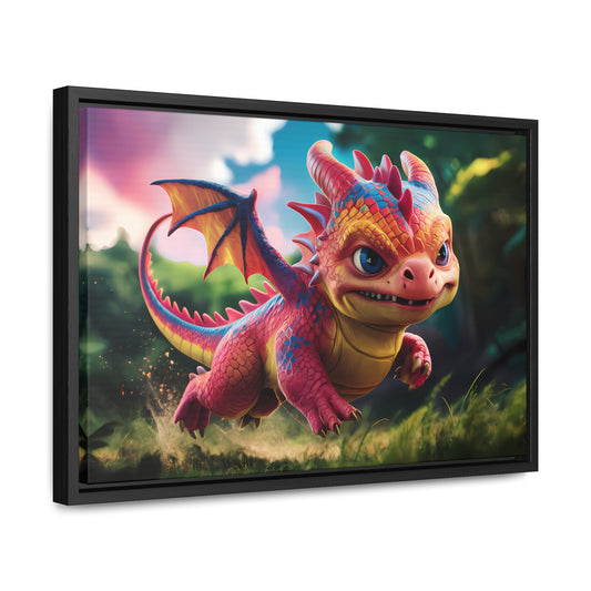 "Whimsical Dragon Hatchling in the Enchanted Forest" - Gallery Canvas Wraps, Horizontal Frame