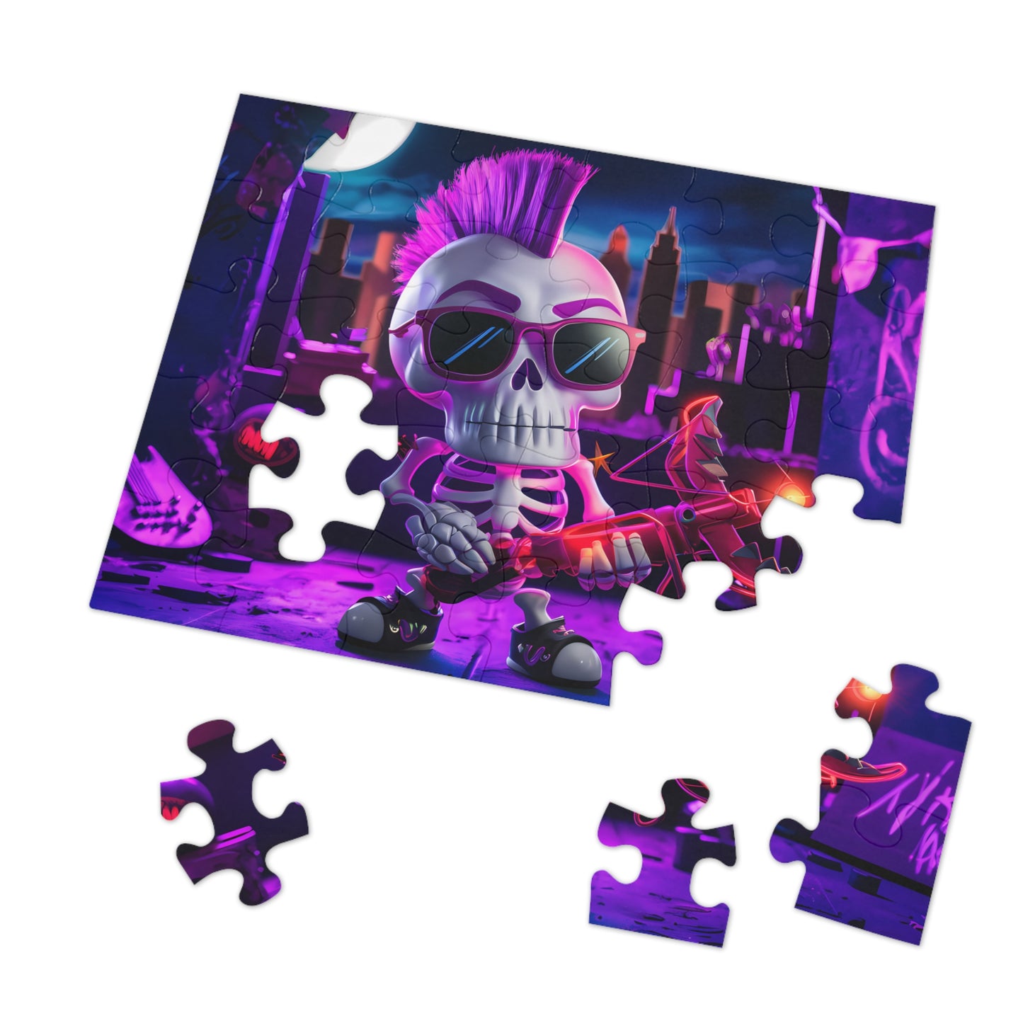 Punk Skull Archer in Neon City - Jigsaw Puzzle (30, 110, 252, 500,1000-Piece)