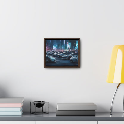 "Midnight Car Meet in Neon City" - Gallery Canvas Wraps, Horizontal Frame