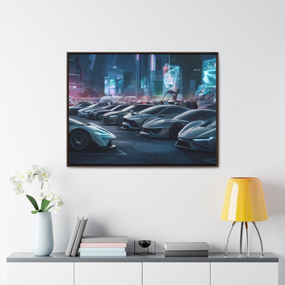 "Midnight Car Meet in Neon City" - Gallery Canvas Wraps, Horizontal Frame