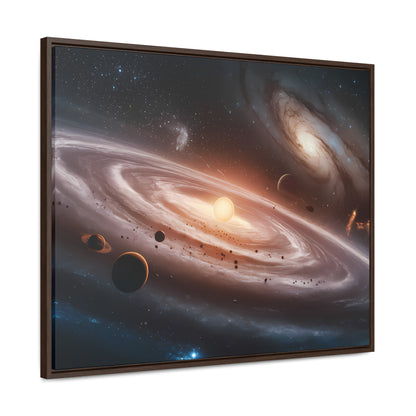 Celestial Symphony: The Dance of Galaxies and Planets - Gallery Canvas Wraps, Horizontal Frame