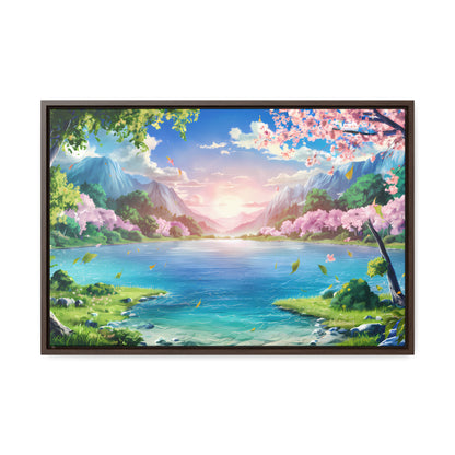 Serene Sunrise Over Blossoming Lake - Gallery Canvas Wraps, Horizontal Frame