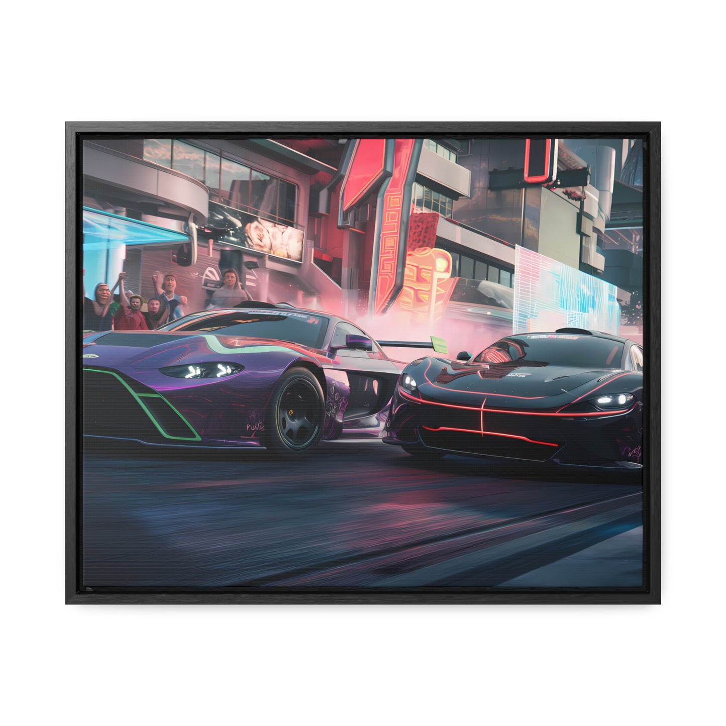 Neon Drift Showdown - Gallery Canvas Wraps, Horizontal Frame