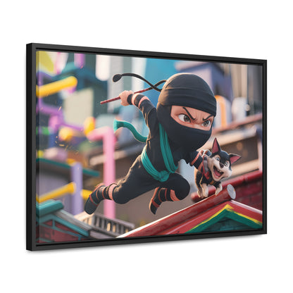 "Ninja and the Fearless Pup" - Gallery Canvas Wraps, Horizontal Frame