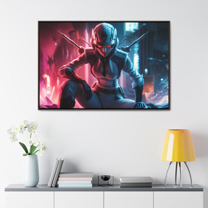 Cybernetic Valkyrie: Neon Enforcer - Gallery Canvas Wraps, Horizontal Frame