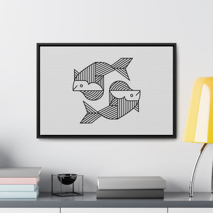 Pisces in Geometric Harmony - Gallery Canvas Wraps, Horizontal Frame