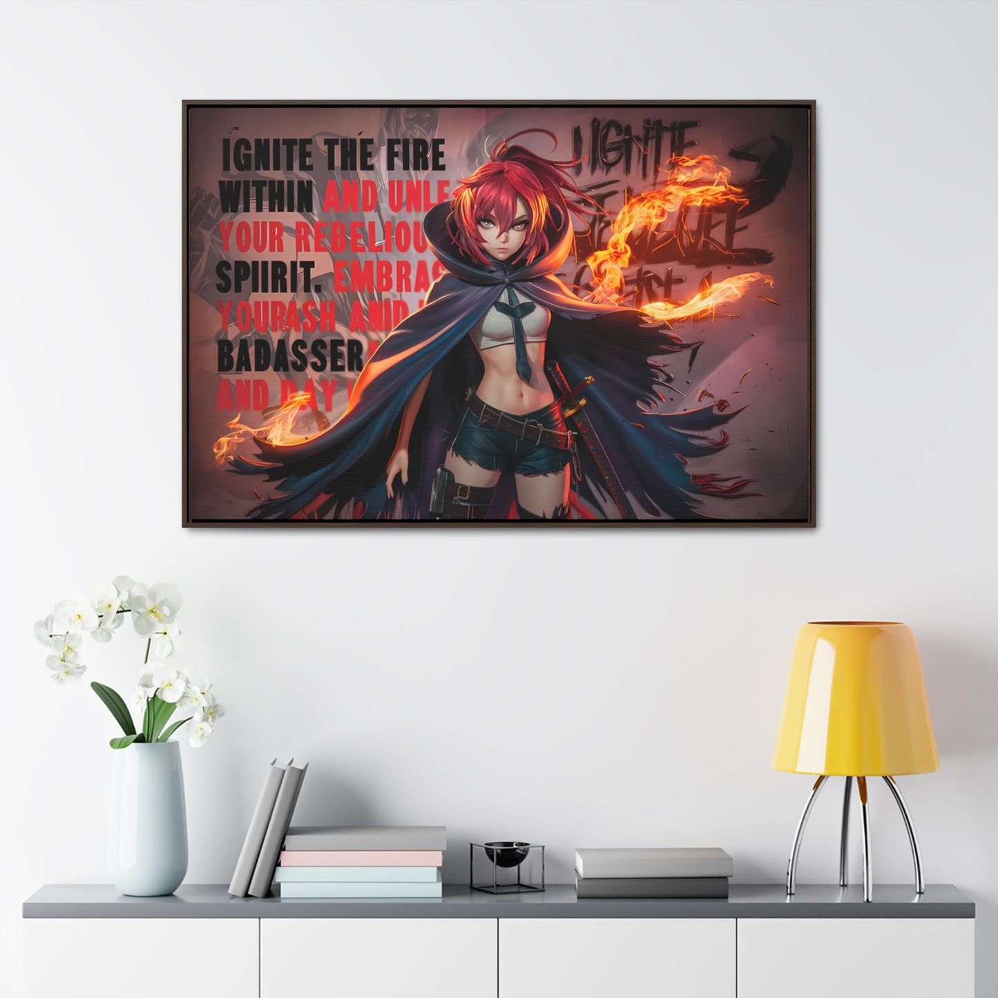 Rebel Flame Warrior - Gallery Canvas Wraps, Horizontal Frame