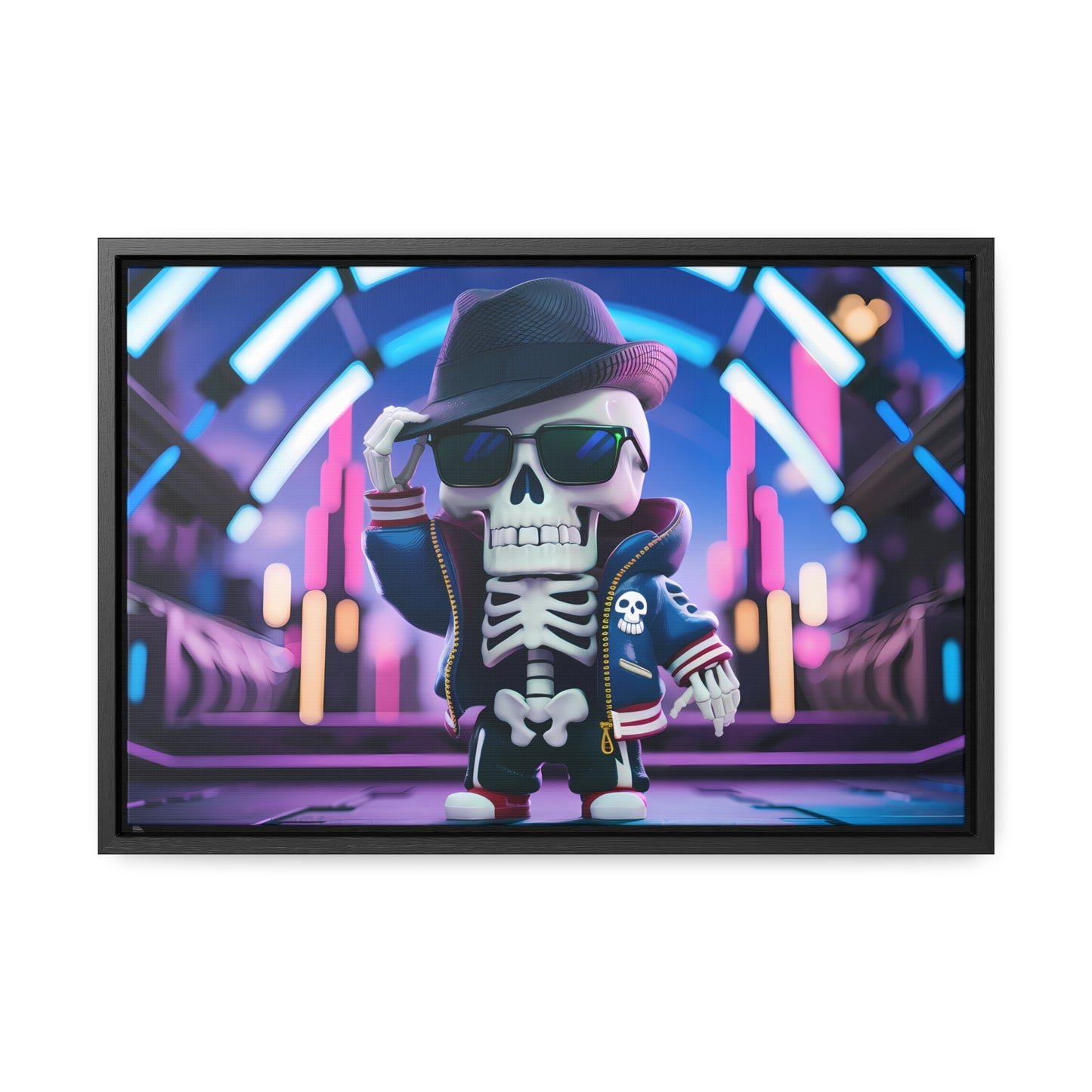 "Neon Skull Groove" - Gallery Canvas Wraps, Horizontal Frame