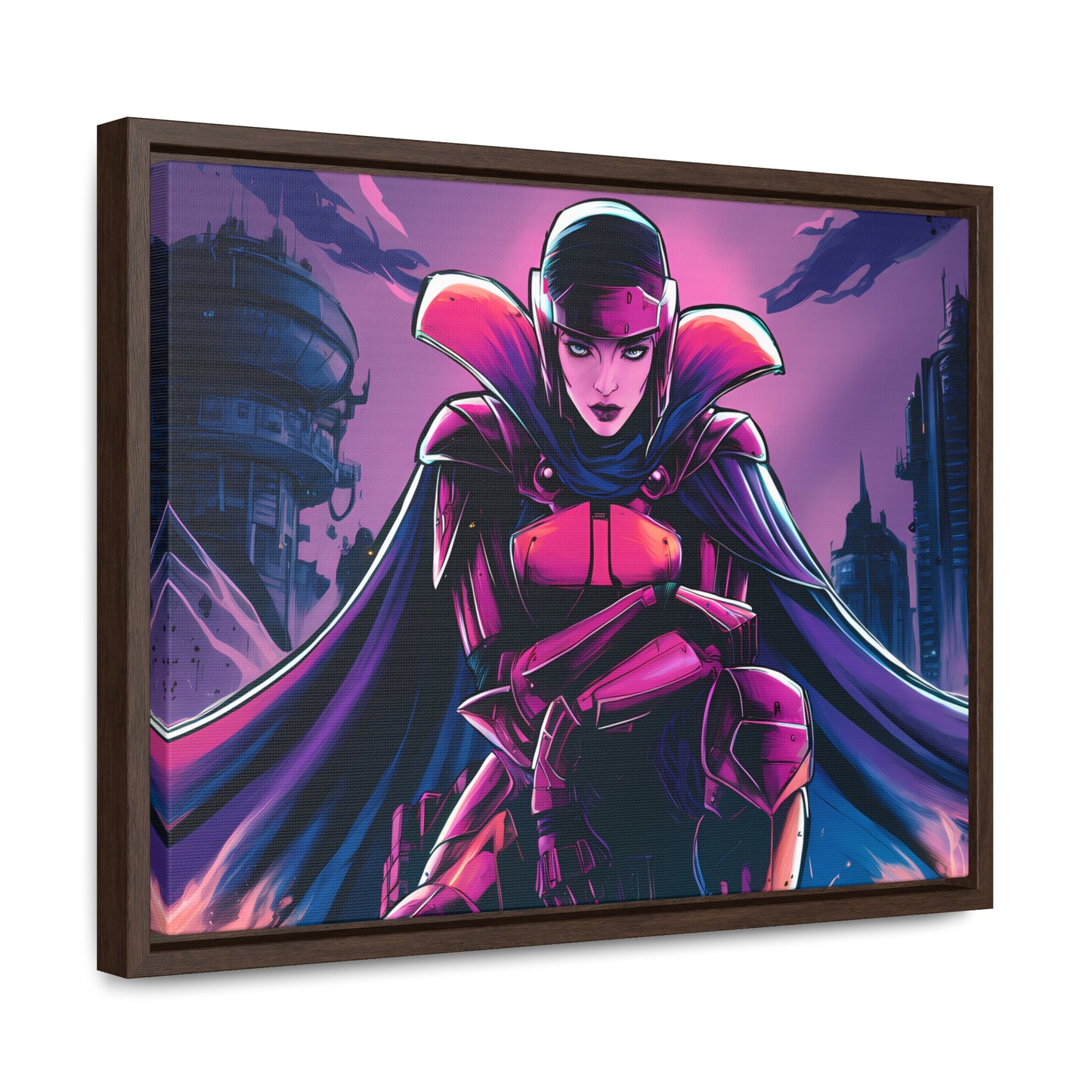 Guardian of the Neon Empire - Gallery Canvas Wraps, Horizontal Frame