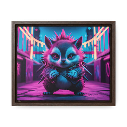 Punk Hedgehog in Neon City - Gallery Canvas Wraps, Horizontal Frame