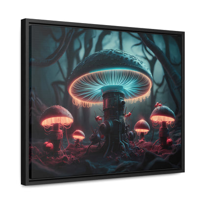 The Bioluminescent Mechanisms of the Neon Forest - Gallery Canvas Wraps, Horizontal Frame