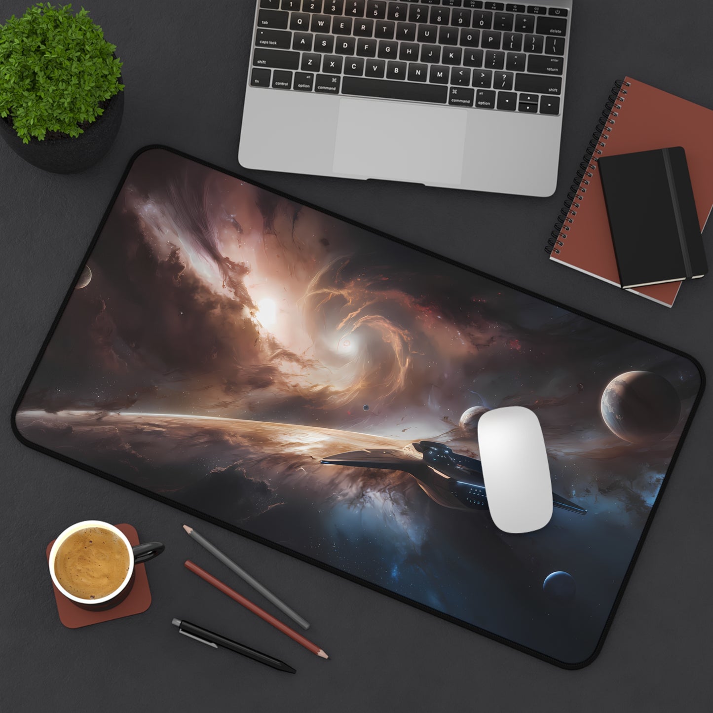 Voyage Through the Cosmic Abyss - Desk Mat