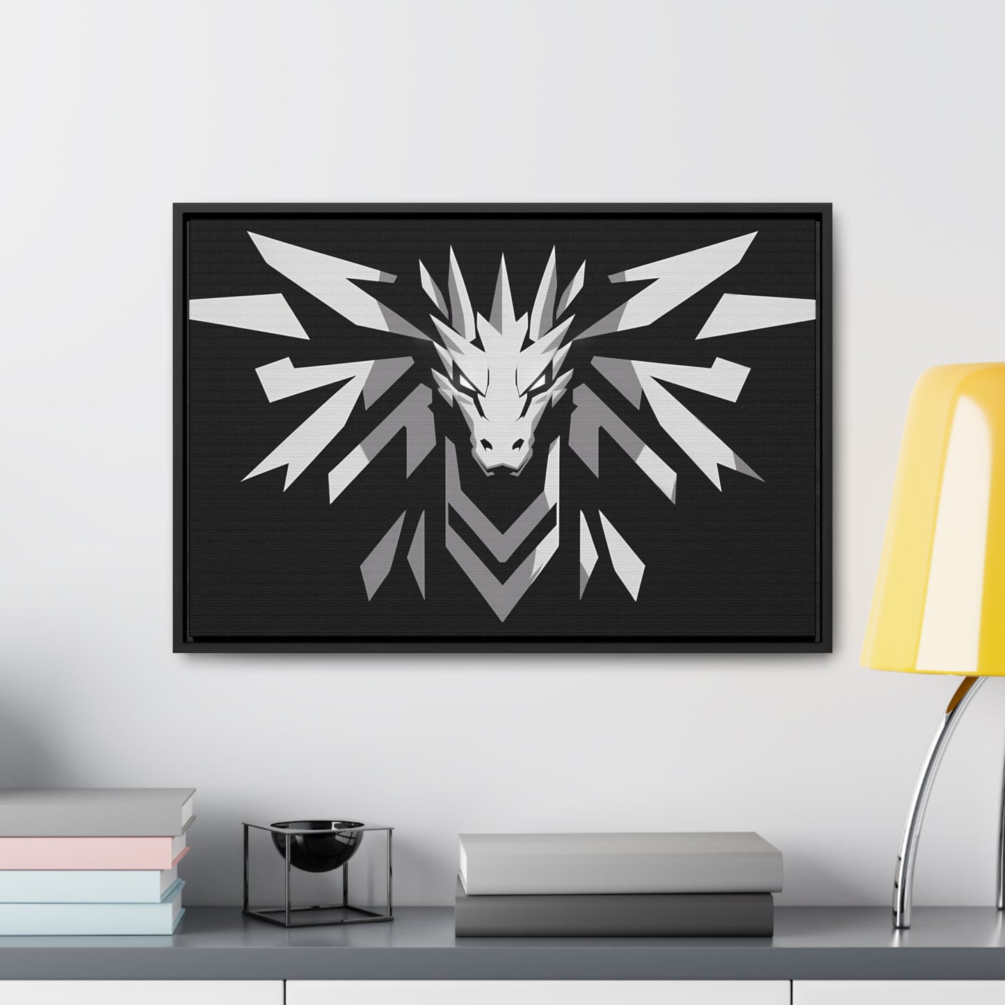 "Silver Dragon Crest" - Gallery Canvas Wraps, Horizontal Frame