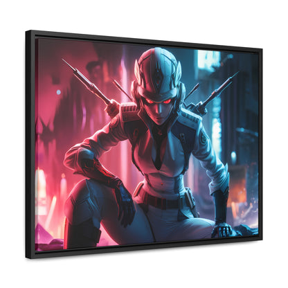 Cybernetic Valkyrie: Neon Enforcer - Gallery Canvas Wraps, Horizontal Frame