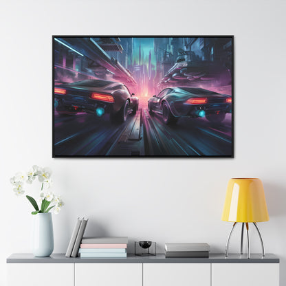 Neon Horizon: Velocity Clash - Gallery Canvas Wraps, Horizontal Frame