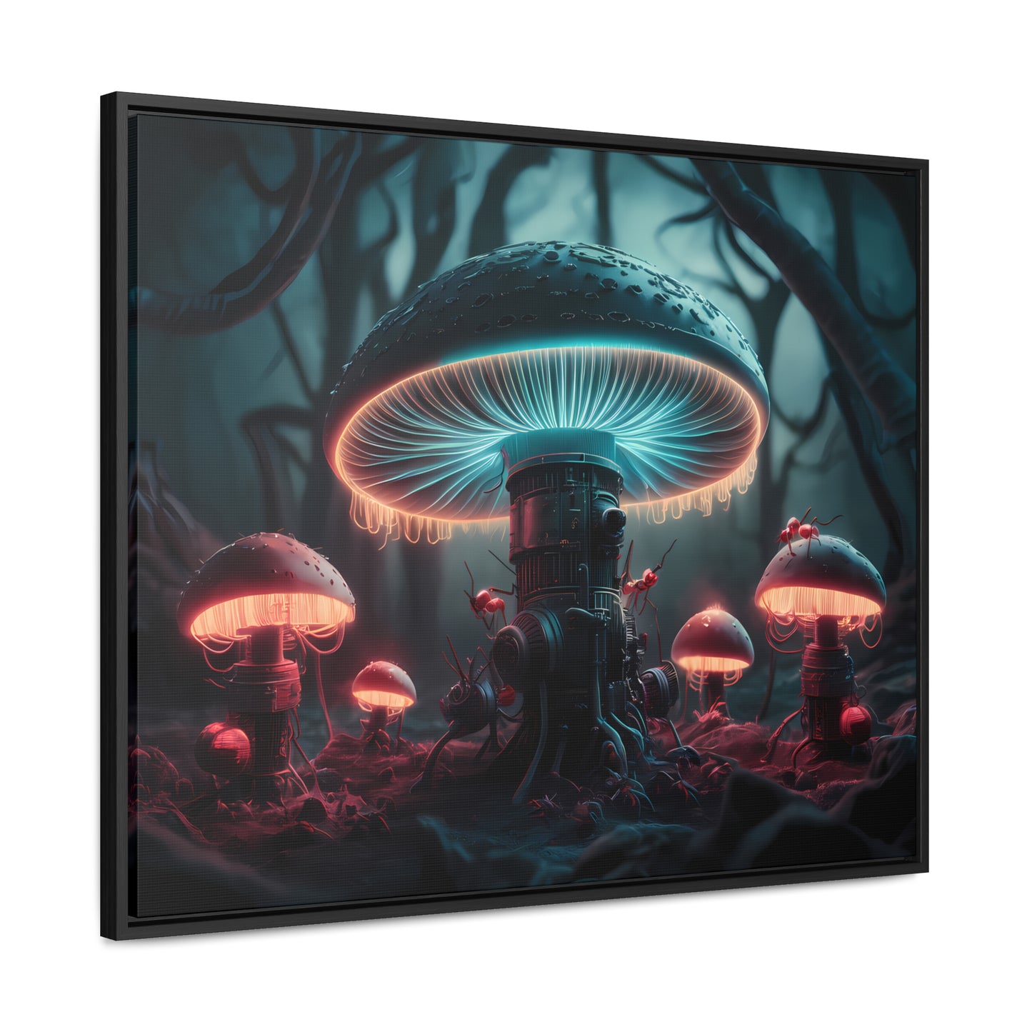 The Bioluminescent Mechanisms of the Neon Forest - Gallery Canvas Wraps, Horizontal Frame