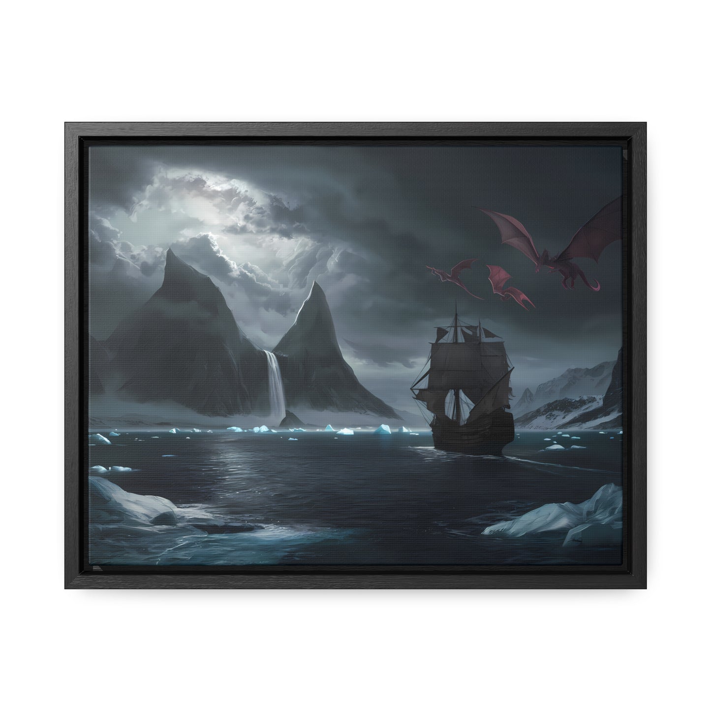 Dragons Over the Frozen Abyss - Gallery Canvas Wraps, Horizontal Frame