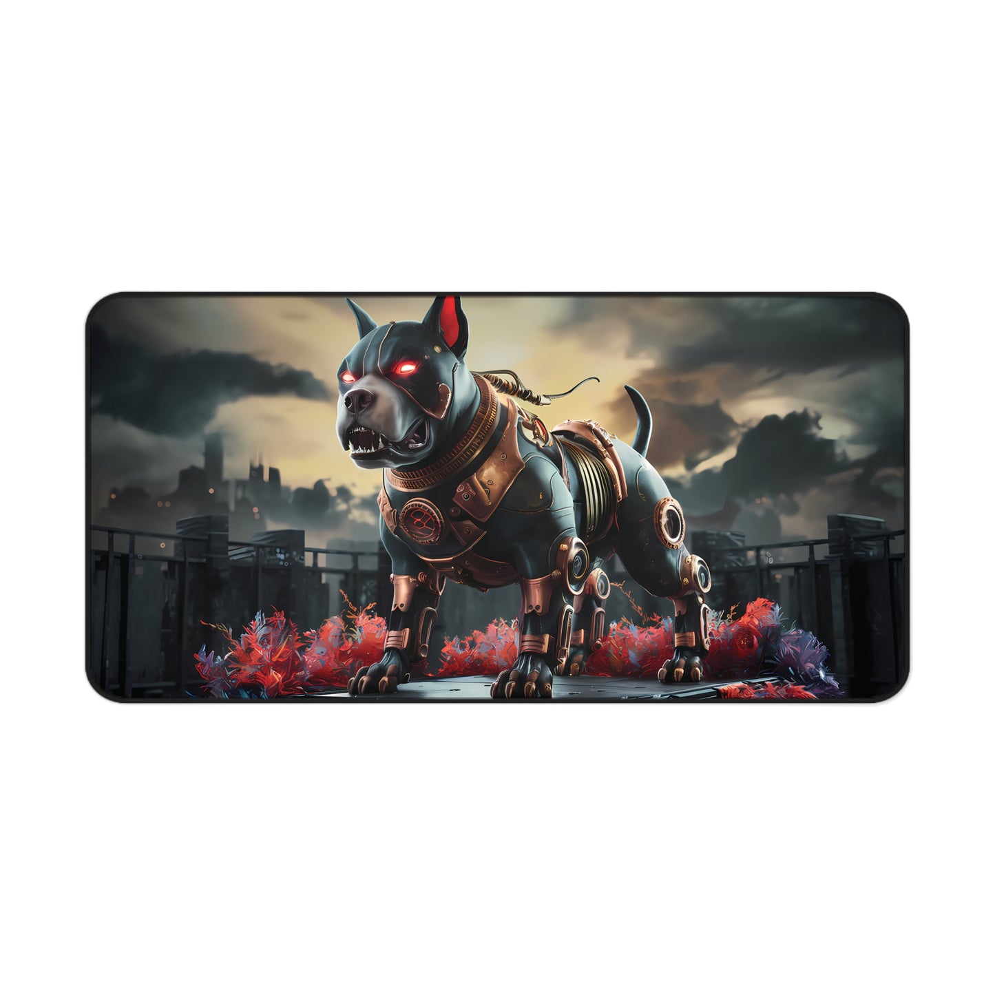 Angry Steampunk Dog - Desk Mat