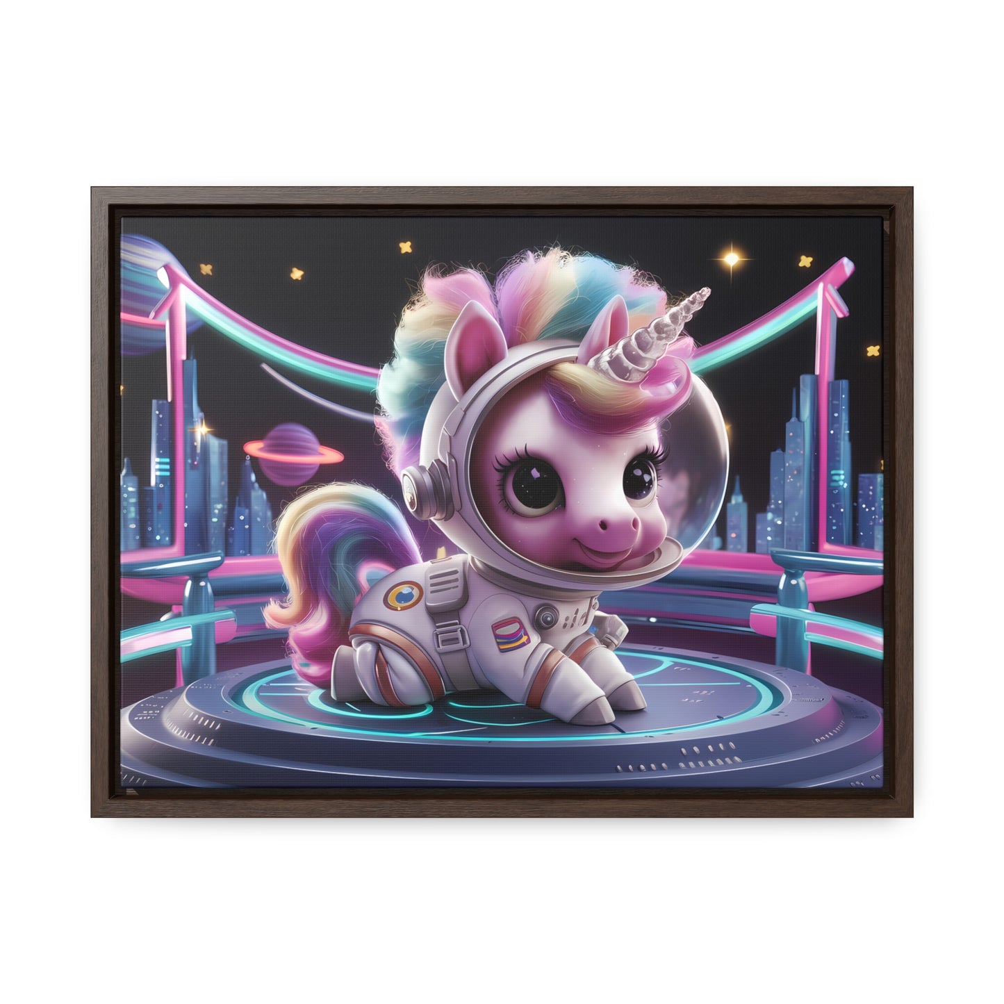 "Galactic Unicorn Explorer" - Gallery Canvas Wraps, Horizontal Frame