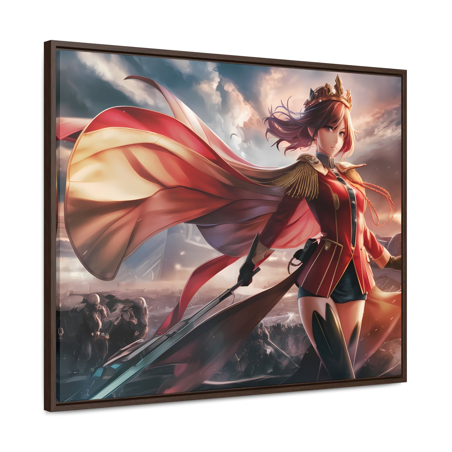 "Crimson Empress: Battle's Edge" - Gallery Canvas Wraps, Horizontal Frame