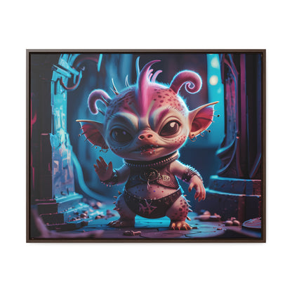 "Punk Goblin in Neon Alley" - Gallery Canvas Wraps, Horizontal Frame