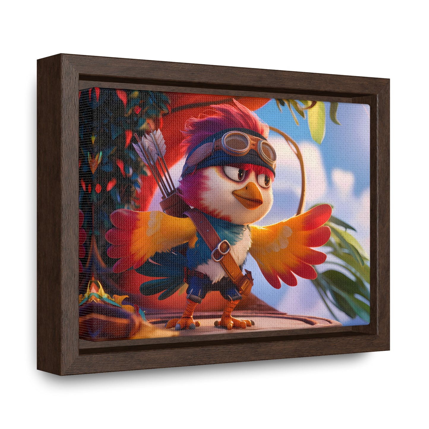 "Feathered Adventurer: The Brave Bird Archer" - Gallery Canvas Wraps, Horizontal Frame