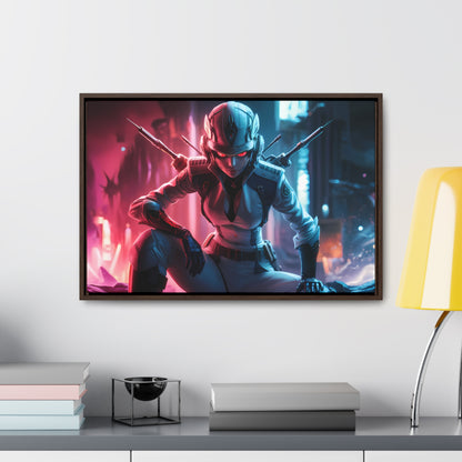 Cybernetic Valkyrie: Neon Enforcer - Gallery Canvas Wraps, Horizontal Frame