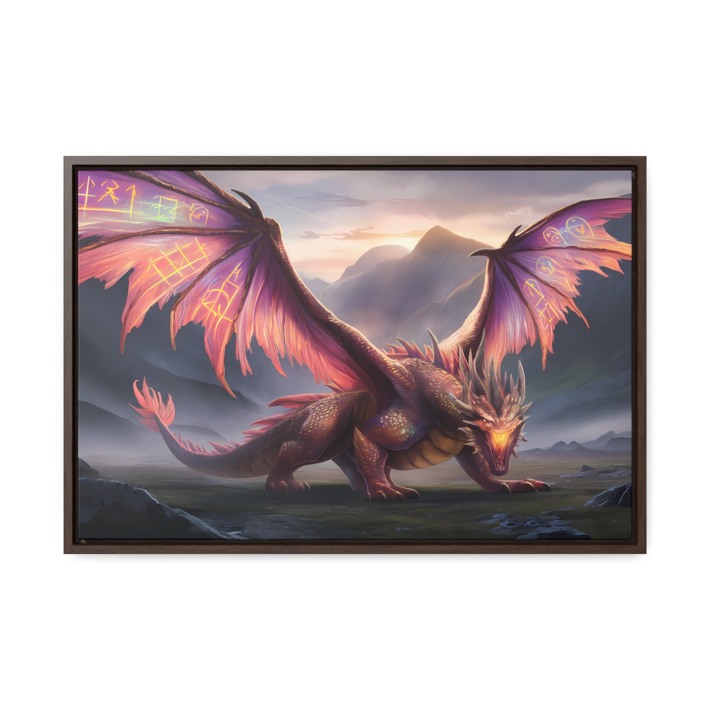 "The Arcane Guardian of the Crimson Peaks" - Gallery Canvas Wraps, Horizontal Frame