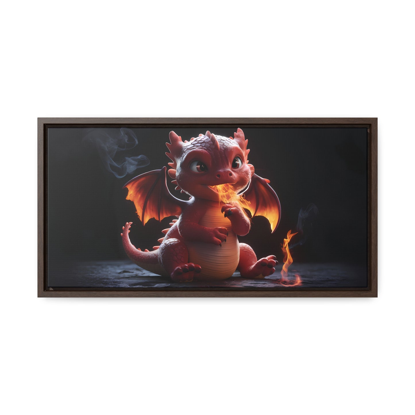 "Baby Dragon's First Flame" - Gallery Canvas Wraps, Horizontal Frame